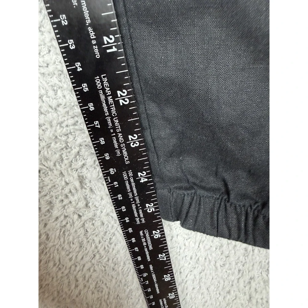 ATHLETA Linen Cabo Tapered Leg Pull On Pants in Black‎ Zip Pockets Size 4/P